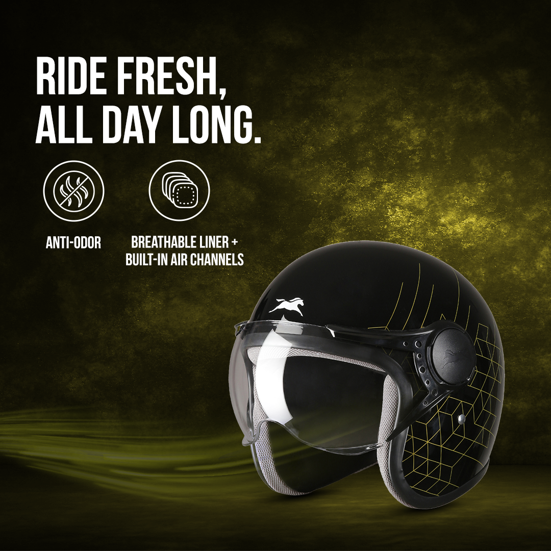 TVS Cruisetown Open Face Helmet – Stylish & Safe Helmet for Riders | ISI & DOT Certified | Premium Protection for Men & Women | Comfortable, Durable & Lightweight Design with Visor